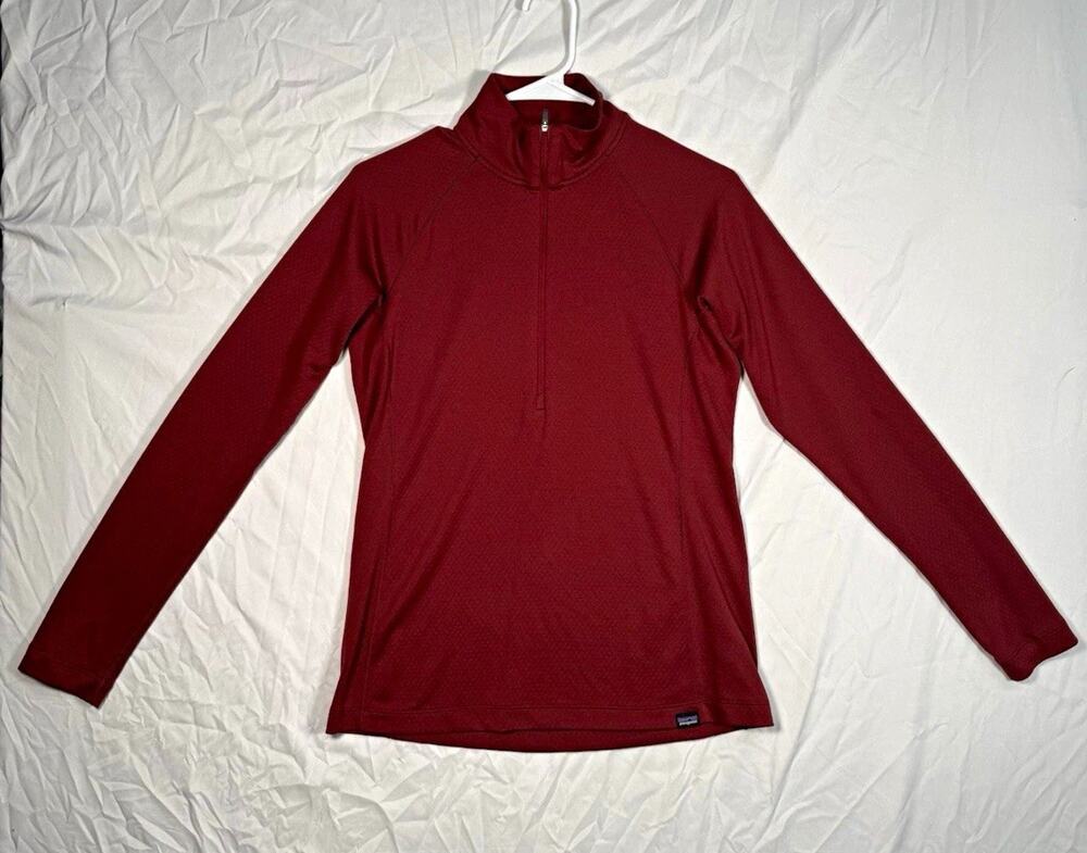 Patagonia Capilene Midweight Baselayer Women's M Burgundy 1/4 Zip Mock Neck